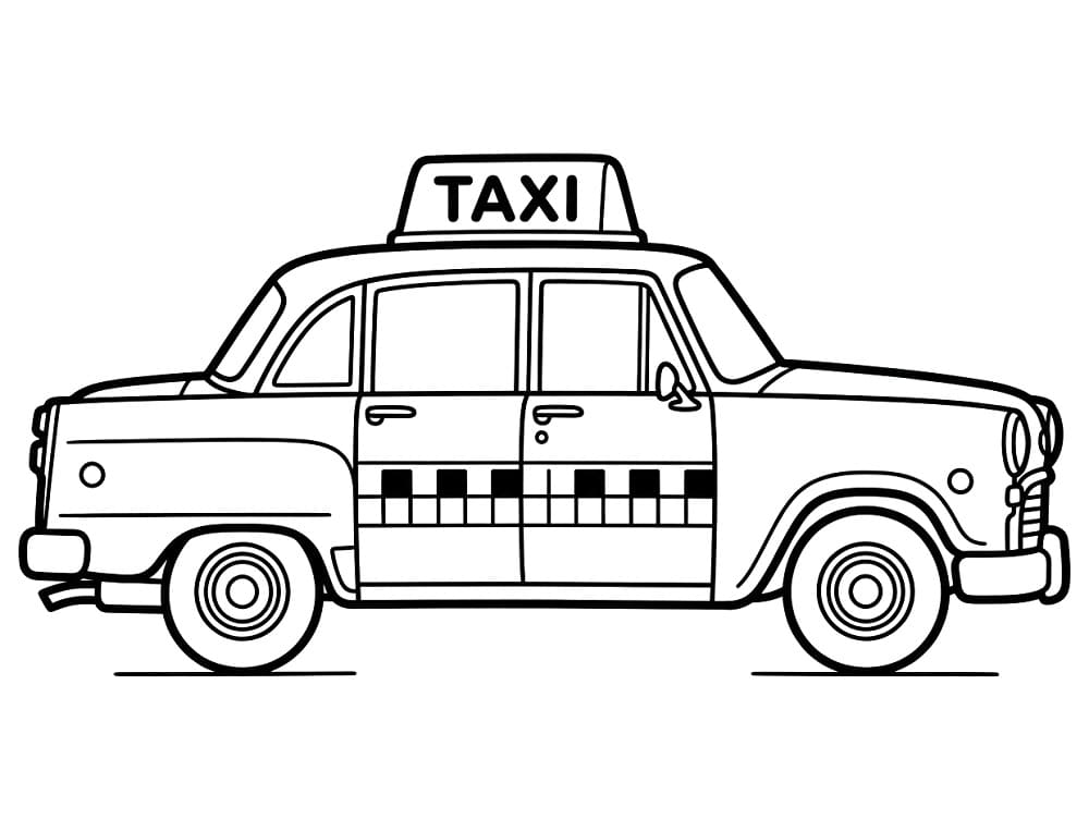 Målarbild Taxi Gratis Utskrivbar för Barn
