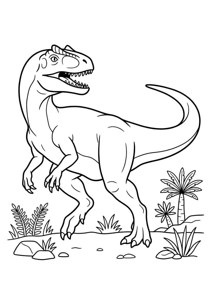 Målarbild Allosaurus dinosaurie