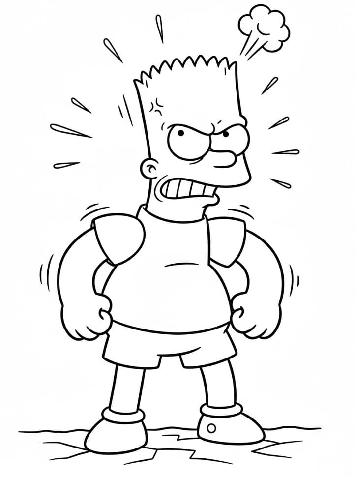 Målarbild Arg Bart Simpson