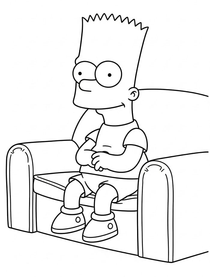 Målarbild Bart Simpson i en soffa