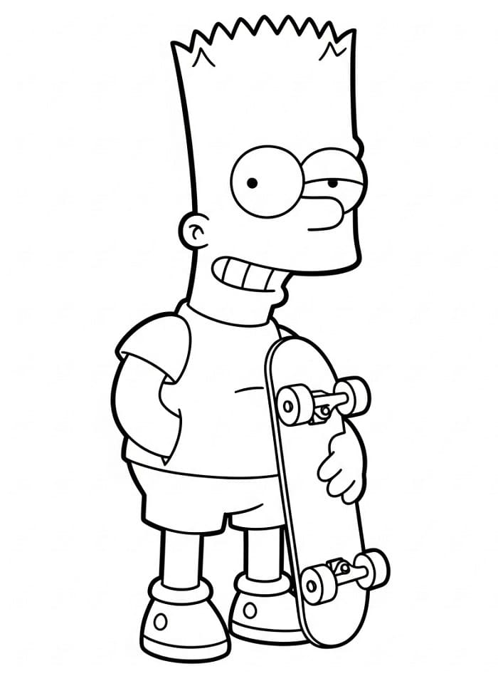 Målarbild Bart Simpson med en skateboard