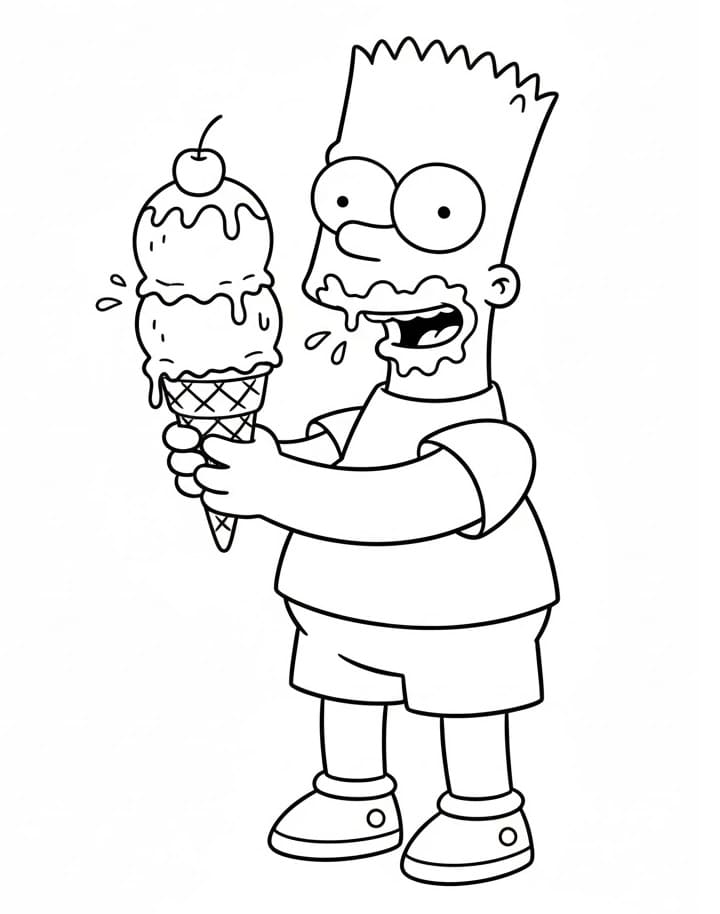 Målarbild Bart Simpson med glass