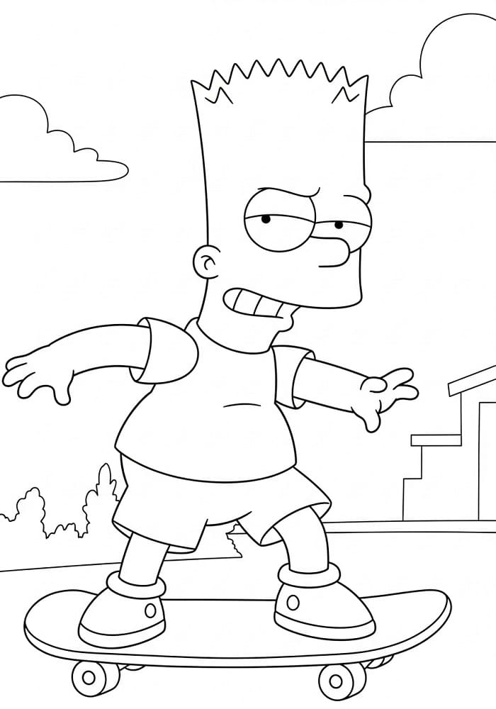 Målarbild Bart Simpson på skateboard