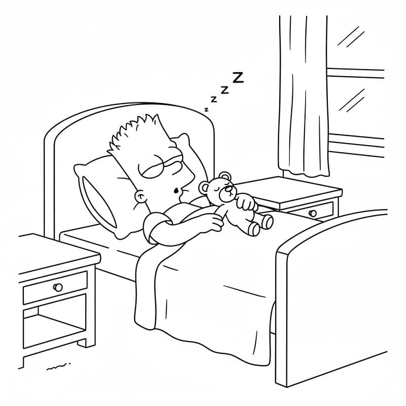 Målarbild Bart Simpson sover