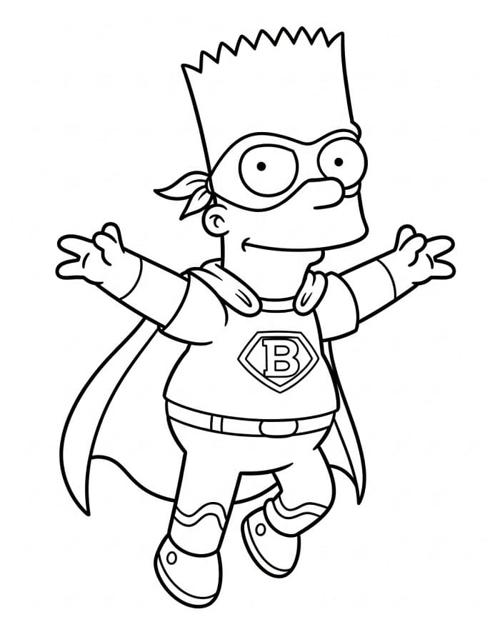 Målarbild Bart Simpson superhjälte