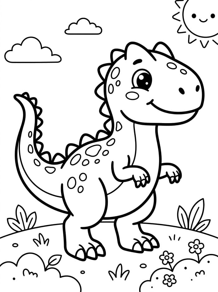 Målarbild Bedårande Allosaurus