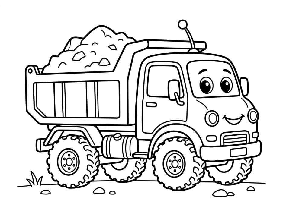 Målarbild En Tecknad Tippbil