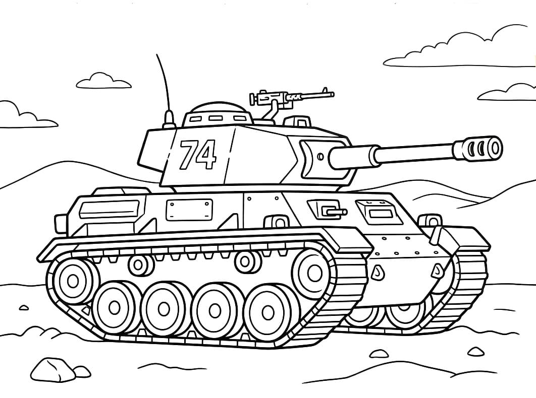 Målarbild En arméstridsvagn