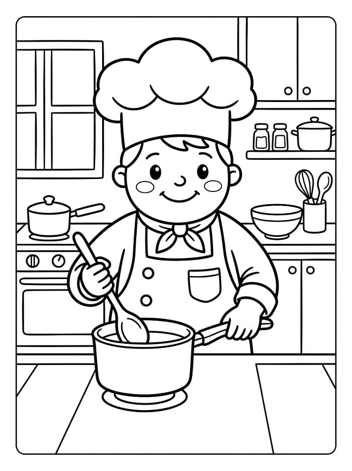 Målarbild En glad kock