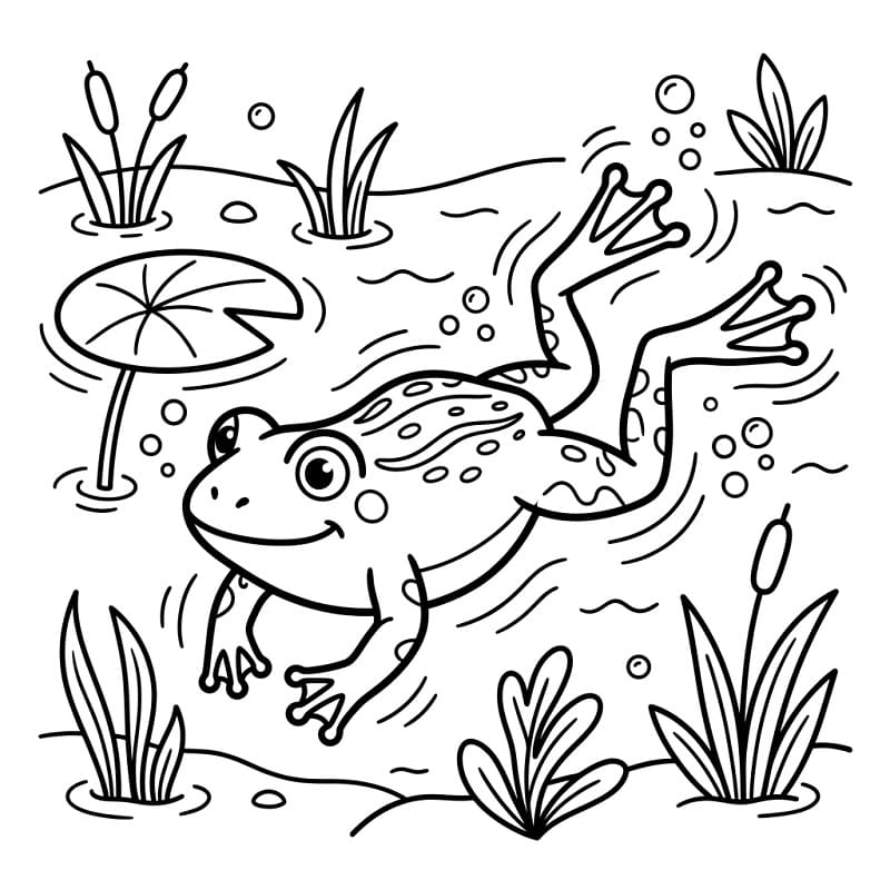 Målarbild En groda simmar