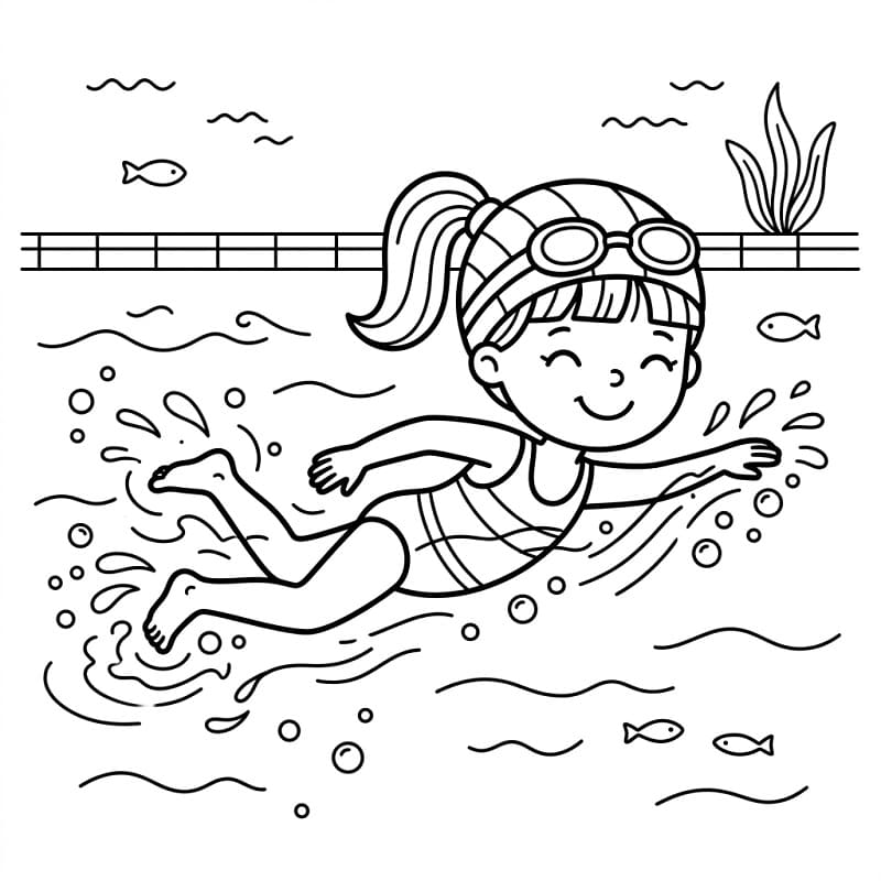 Målarbild En simflicka