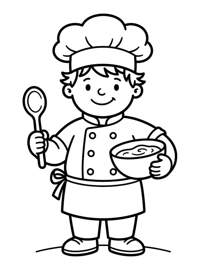 Målarbild En söt kock