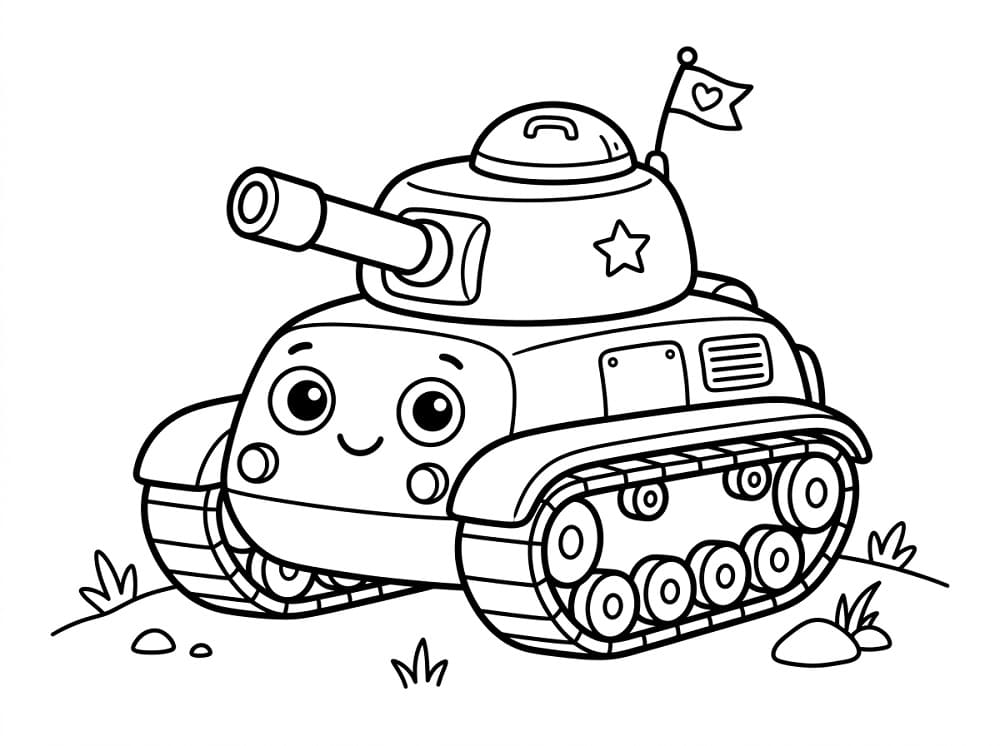 Målarbild En söt stridsvagn