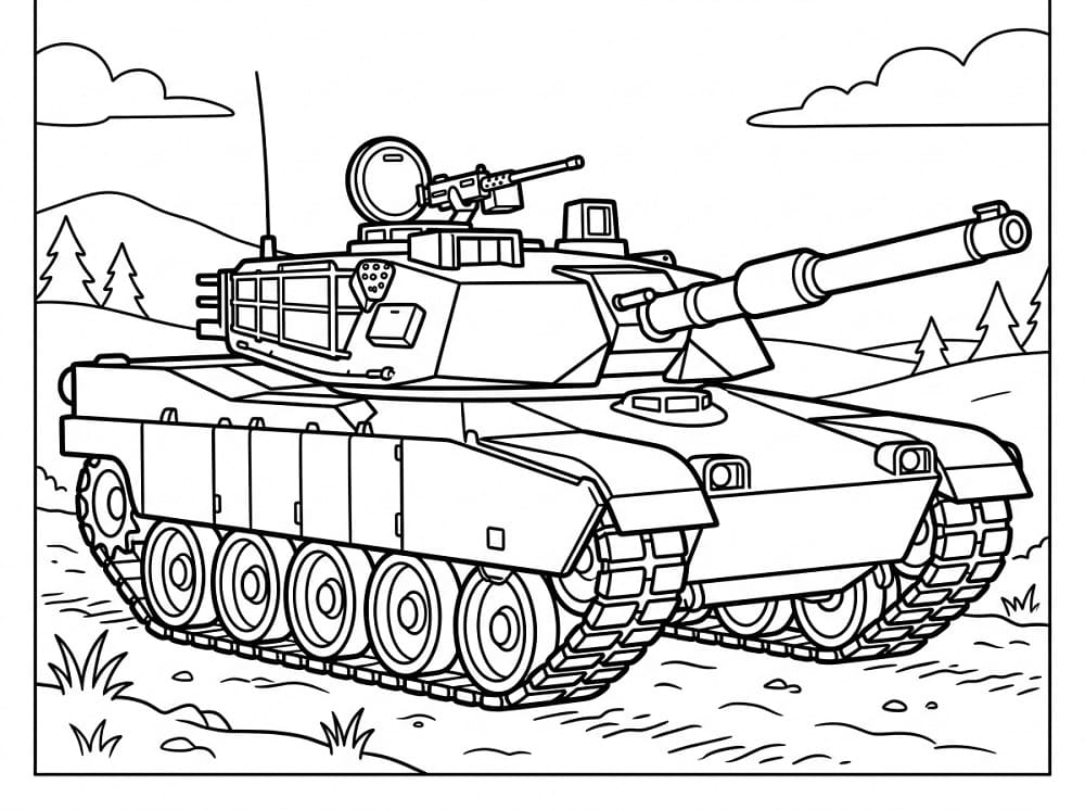 Målarbild En stridsvagn för strid