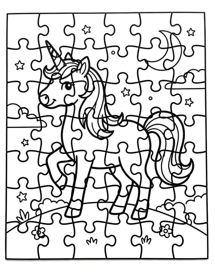 Målarbild Enhörning Pussel