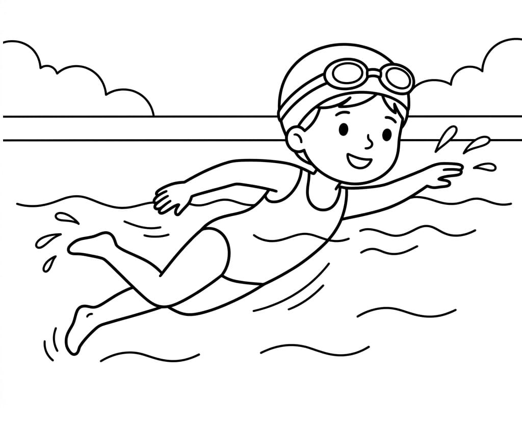Målarbild Flickan simmar