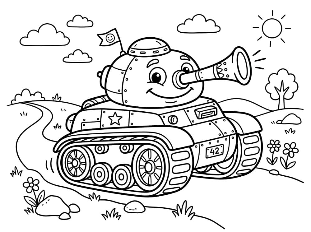 Målarbild Glad stridsvagn