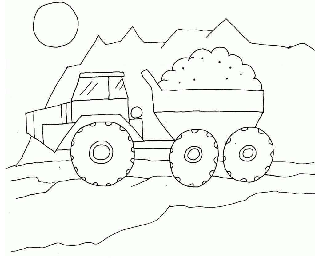 Målarbild Gratis Tippbil för Barn