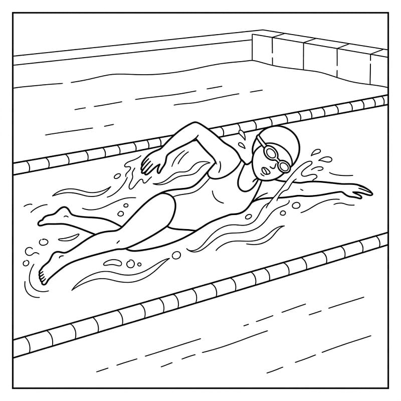 Målarbild Gratis Utskrivbar Simning för Barn