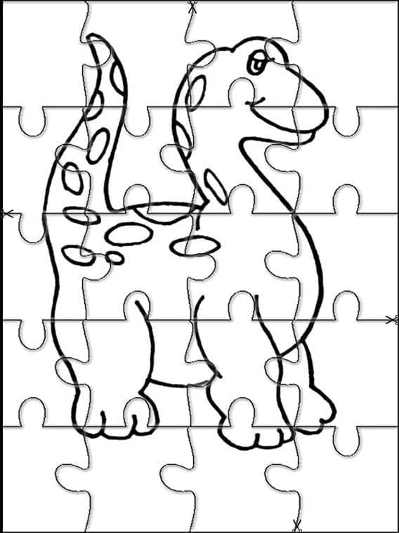 Målarbild Gulligt dinosauriepussel