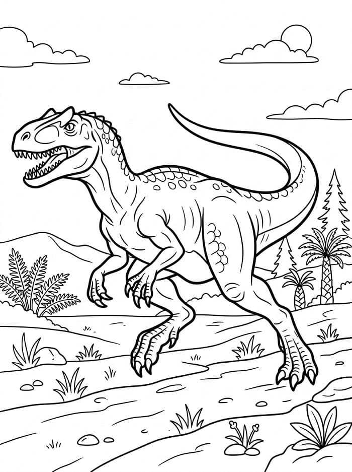 Målarbild Läskig Allosaurus