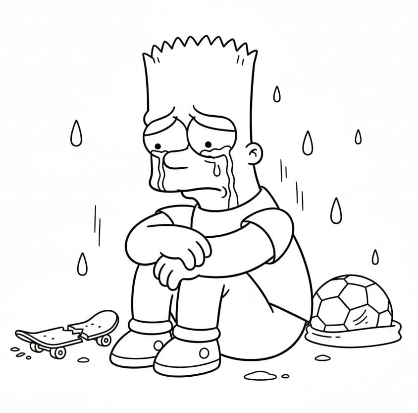Målarbild Ledsen Bart Simpson