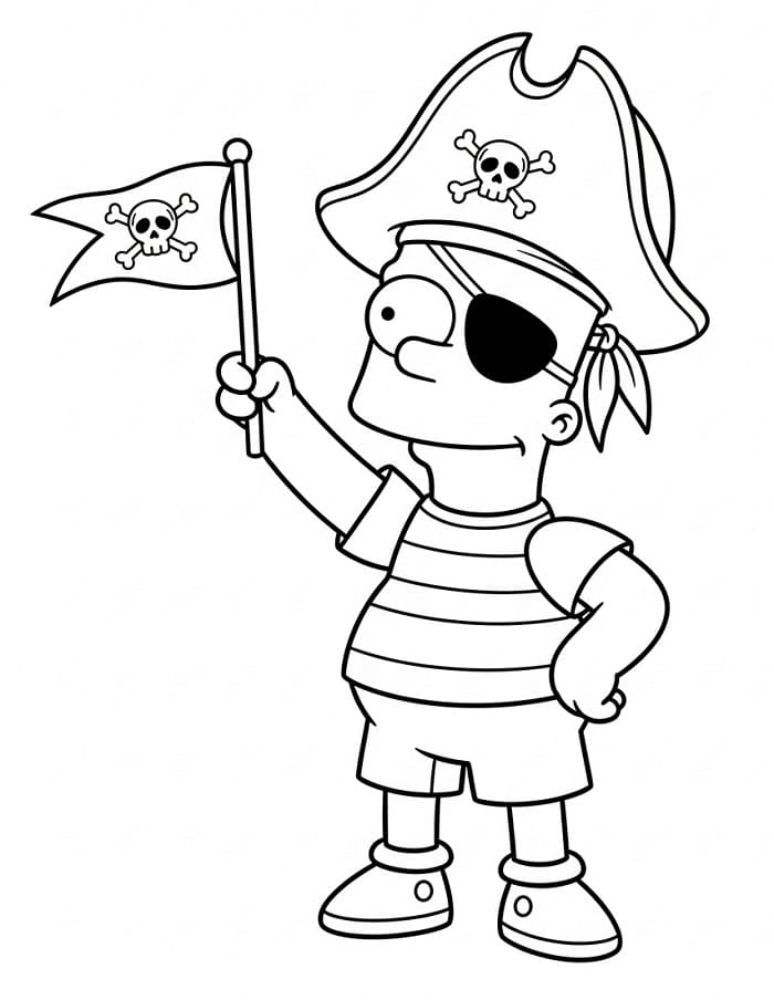 Målarbild Piraten Bart Simpson