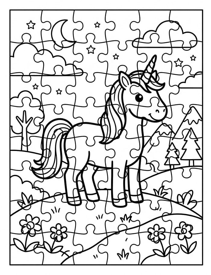 Målarbild Pussel Enhörning