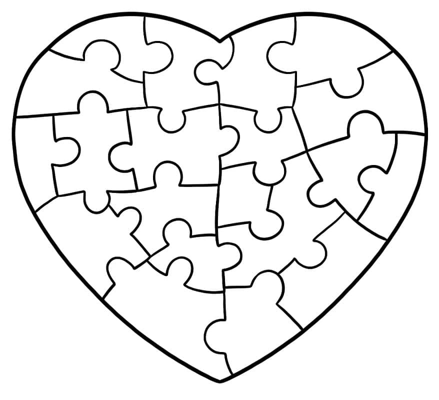 Målarbild Pussel med hjärtmotiv