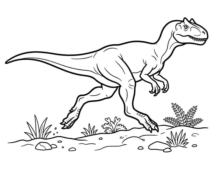 Målarbild Rinnande Allosaurus