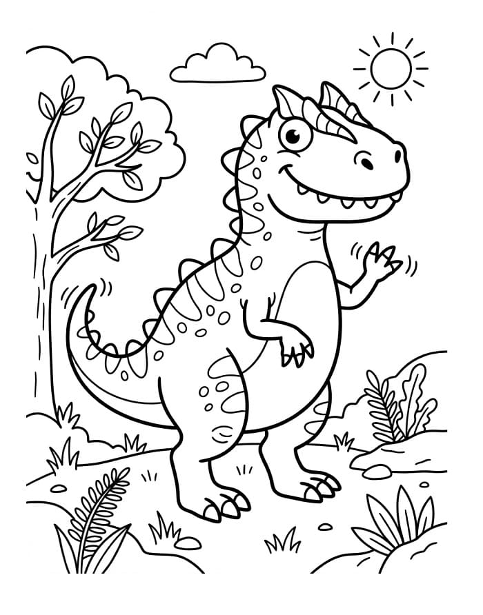 Målarbild Rolig Allosaurus