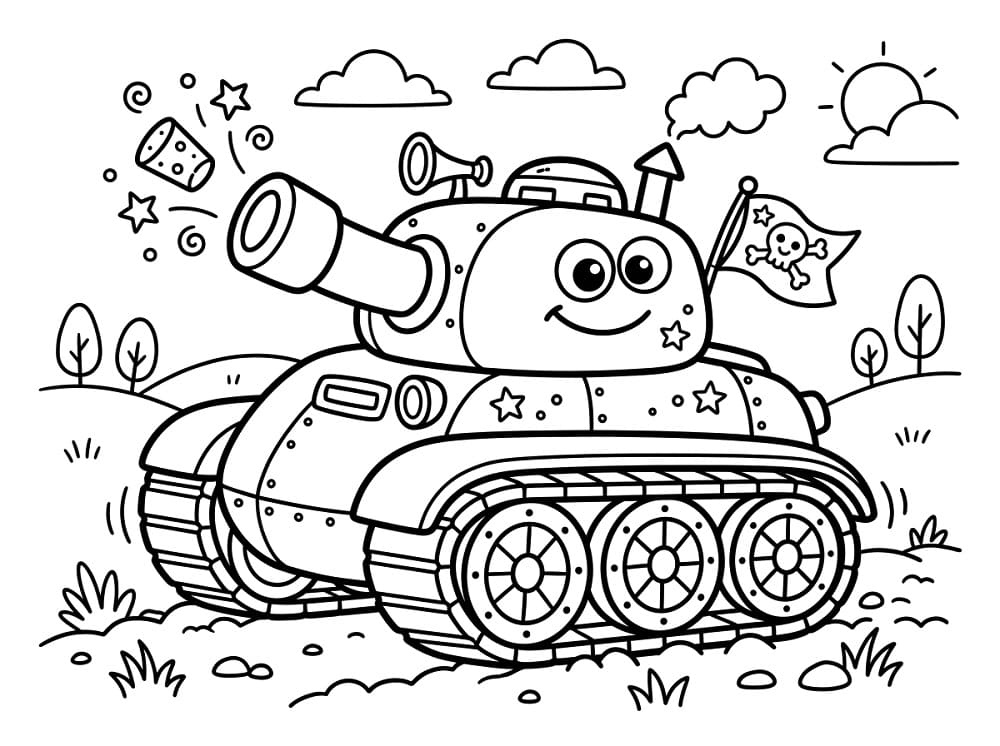 Målarbild Rolig stridsvagn