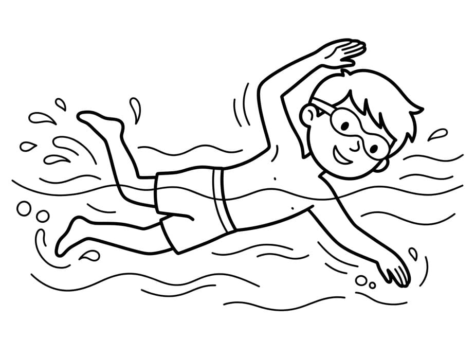 Målarbilder Simning