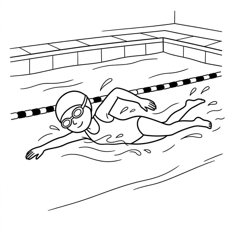 Målarbild Simning Gratis Utskrivbar för Barn
