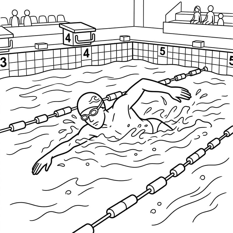 Målarbild Simning Gratis Utskrivbar