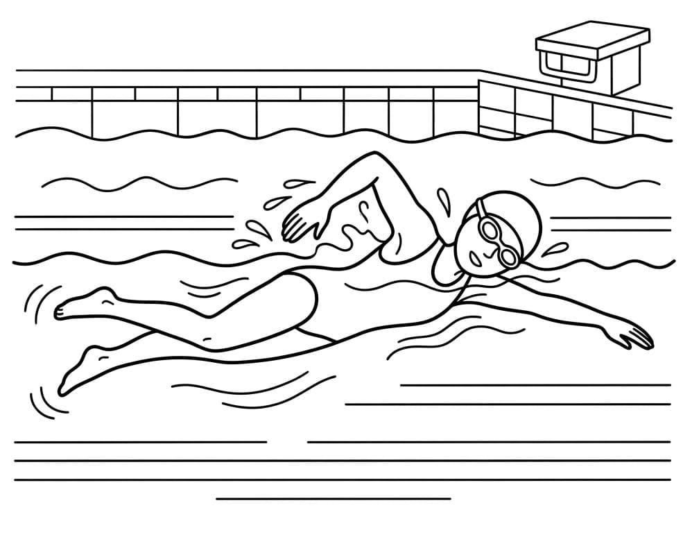 Målarbild Simning Gratis för Barn