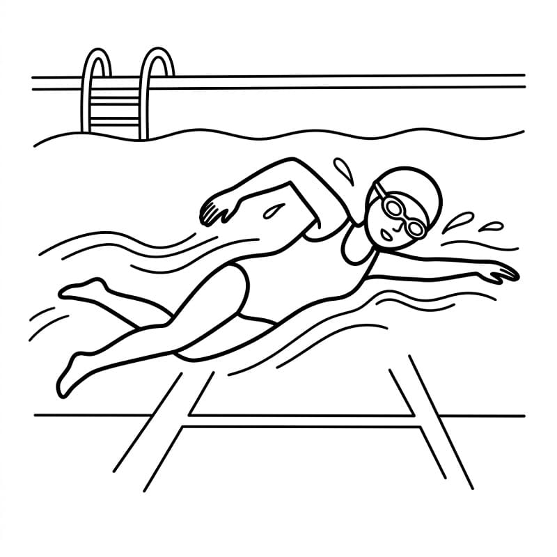 Målarbild Simning Utskrivbar för Barn