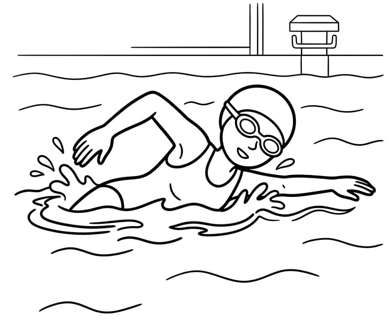Målarbild Simning Utskrivbar