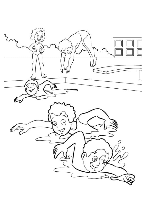Målarbild Simning för 2-åriga barn