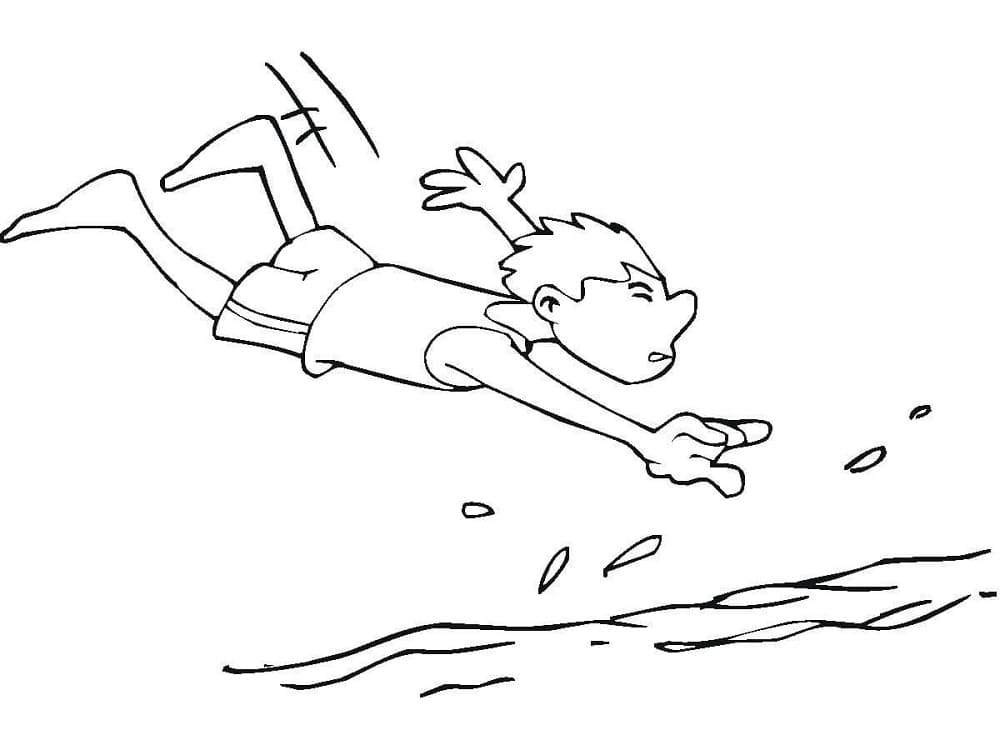 Målarbild Simning för 5-åriga barn