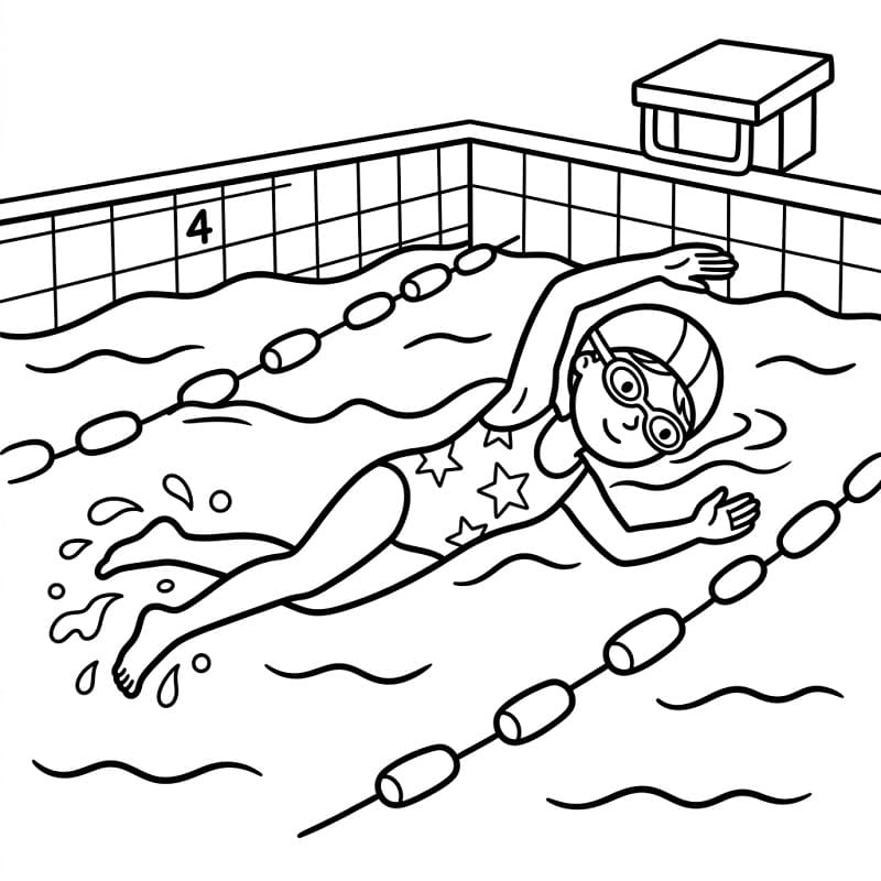 Målarbild Simning för Barn