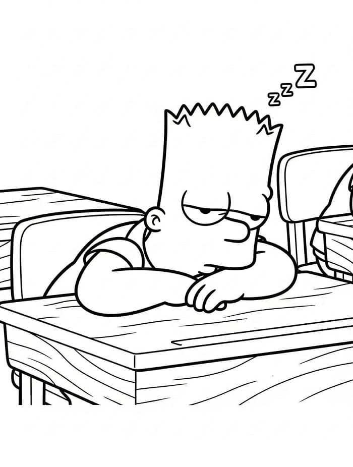 Målarbild Sömnig Bart Simpson