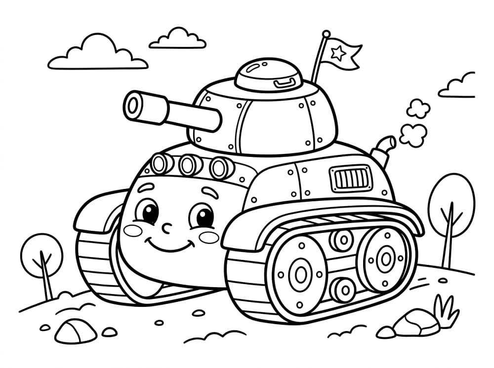 Målarbild Söt stridsvagn