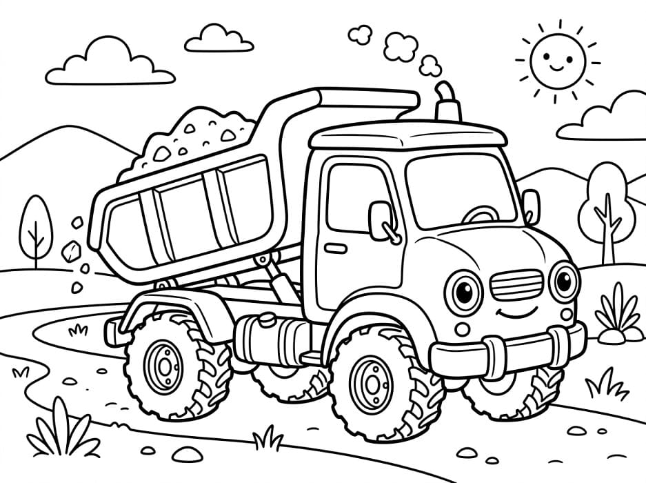 Målarbild Söt tippbil