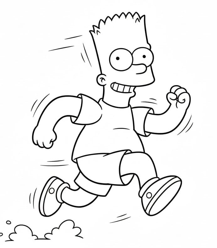 Målarbild Springande Bart Simpson