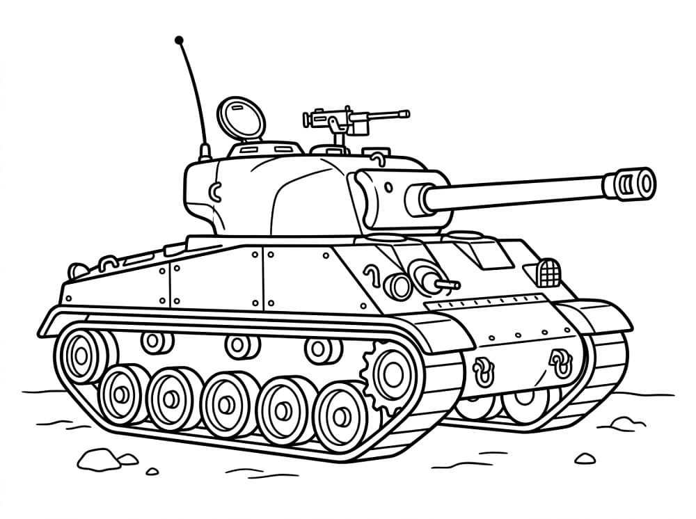 Målarbild Stridsvagn gratis utskrivbar
