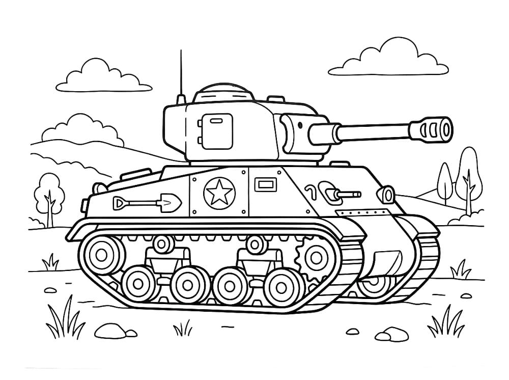Målarbild Stridsvagn utan kostnad