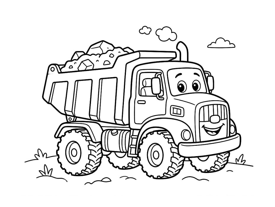 Målarbild Tecknad Tippbil