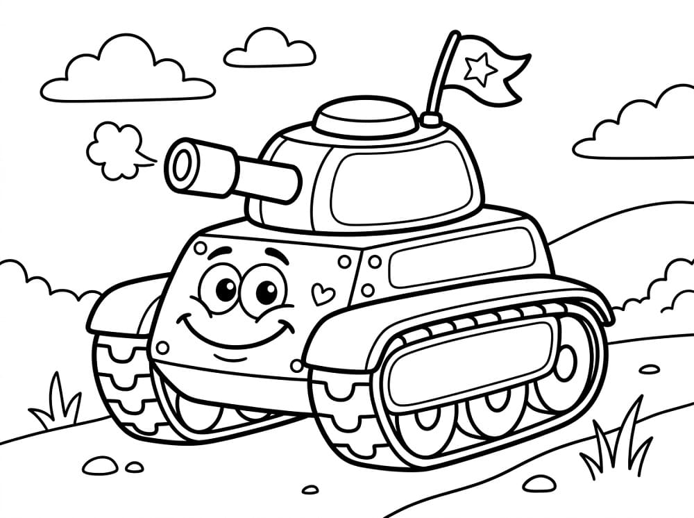 Målarbild Tecknad stridsvagn