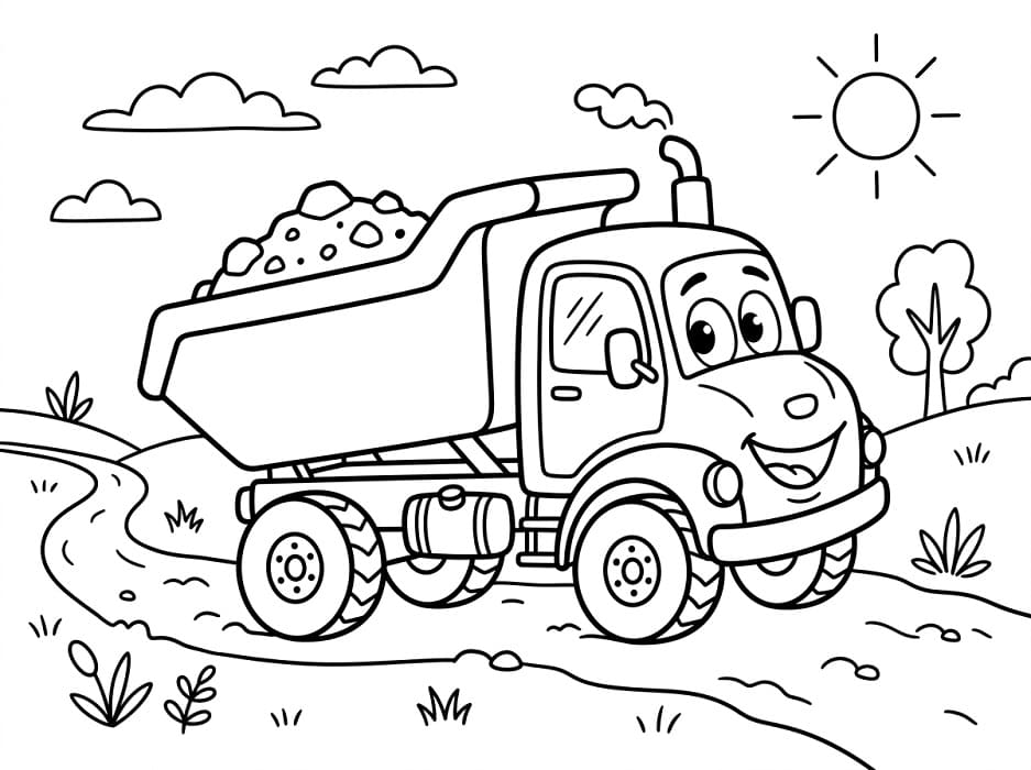 Målarbild Tippbil Gratis Utskrivbar för Barn